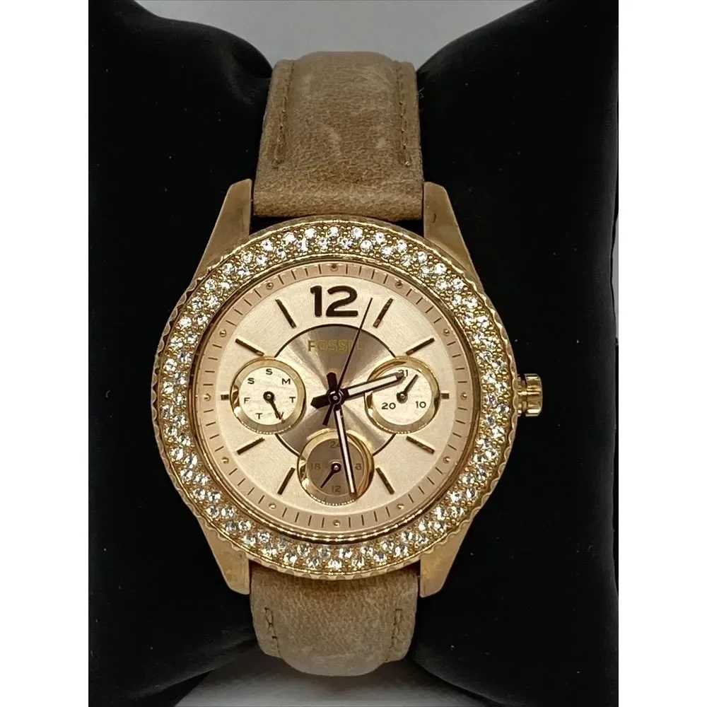 Fossil ES2955 Women Sand Leather Rose Analog Dial Quartz Wrist Watch QB578